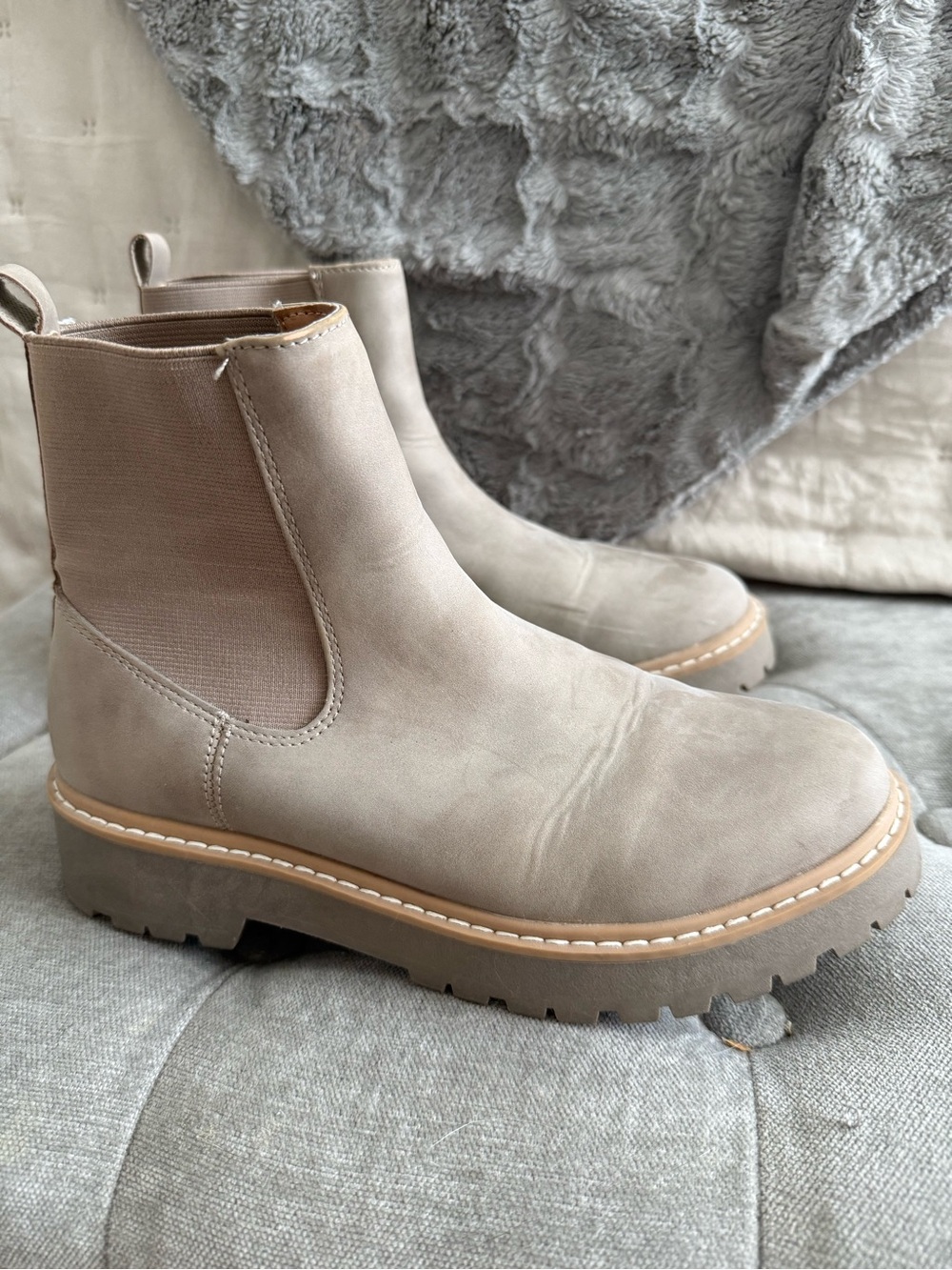 DV by Dolce Vita Taupe Chelsea Lug Booties